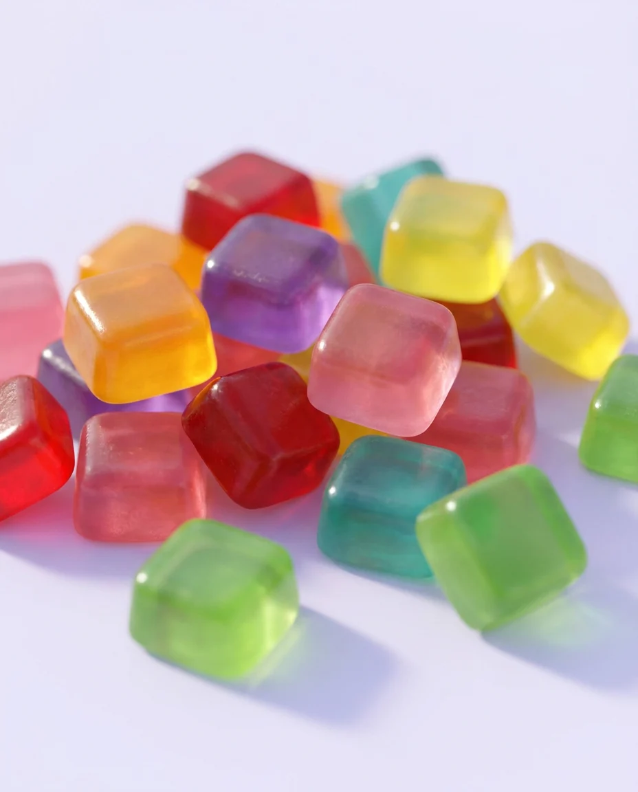Gummies colorés en gros plan